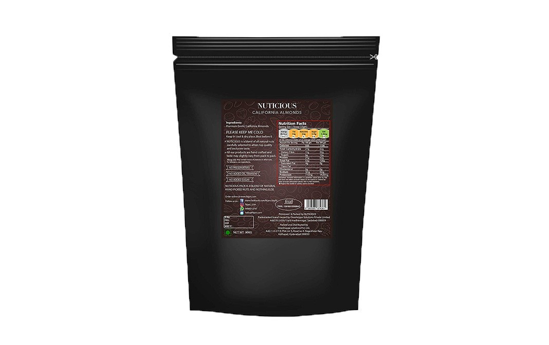 Nuticious California Almonds    Pack  900 grams